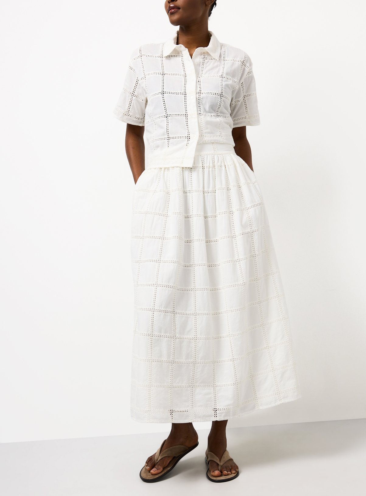 White Broderie Co-ord Full Skirt 22