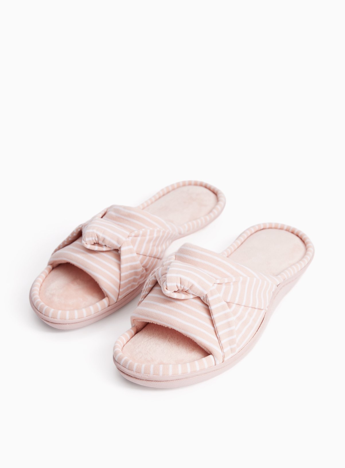 Pink Stripe Print Knot Detail Cupsole Mule Slippers 
