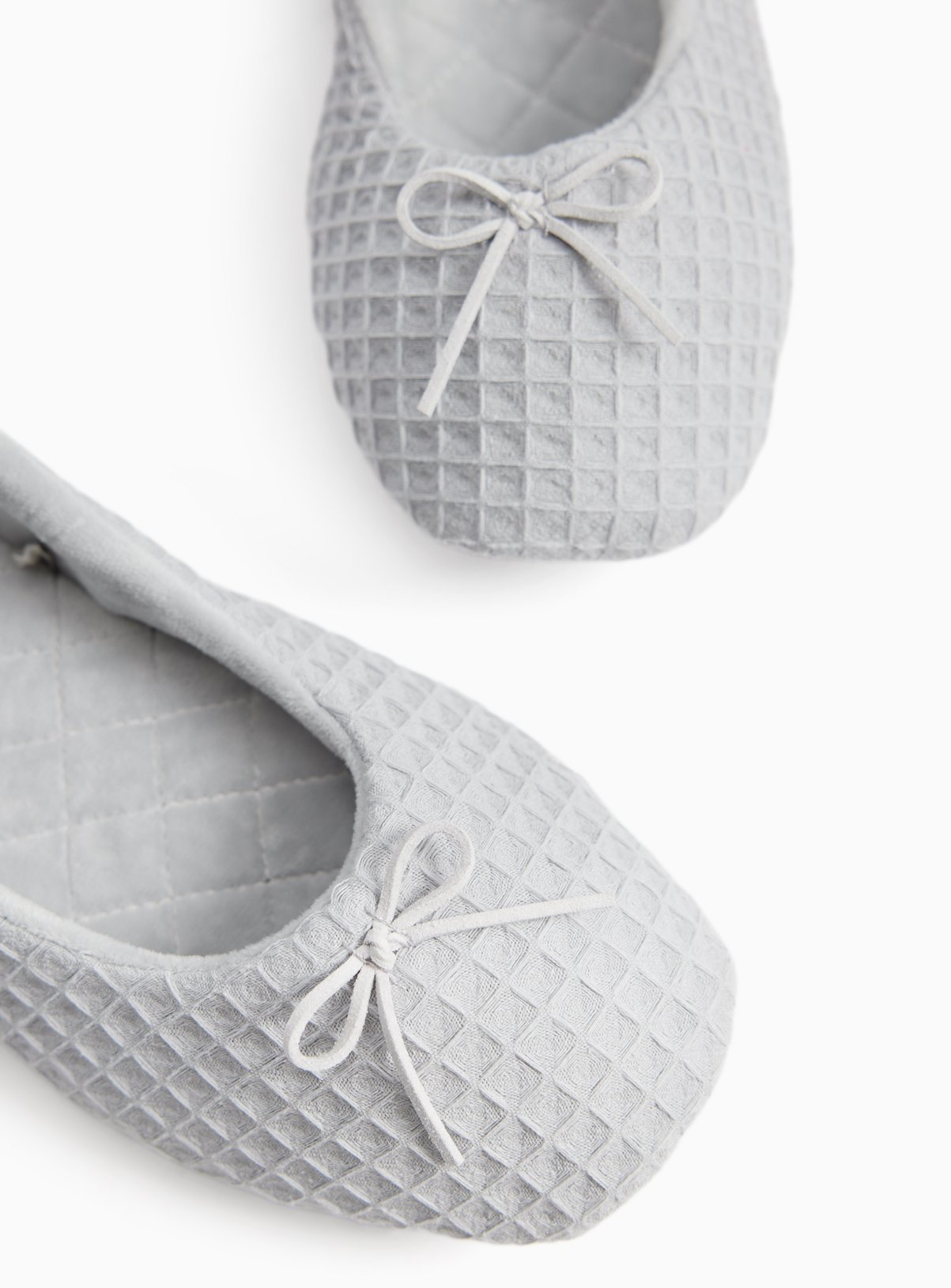 Grey Waffle Ballerina Slippers 
