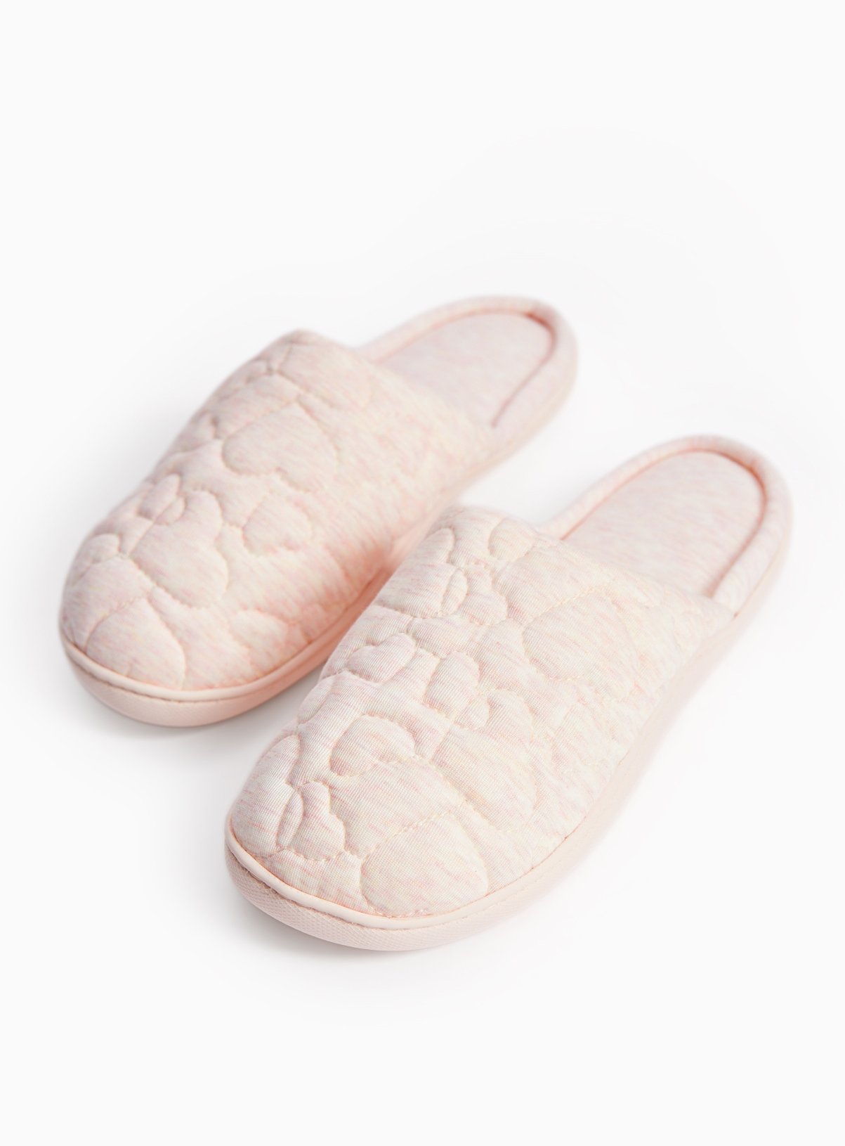 Pink Heart Quilted Cupsole Mule Slippers