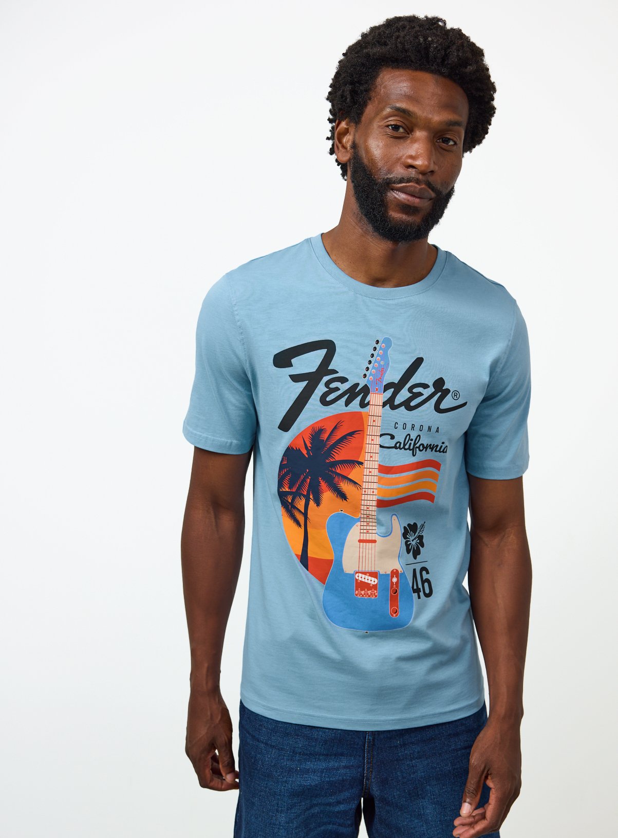 Blue Fender Graphic Regular Fit T-Shirt 