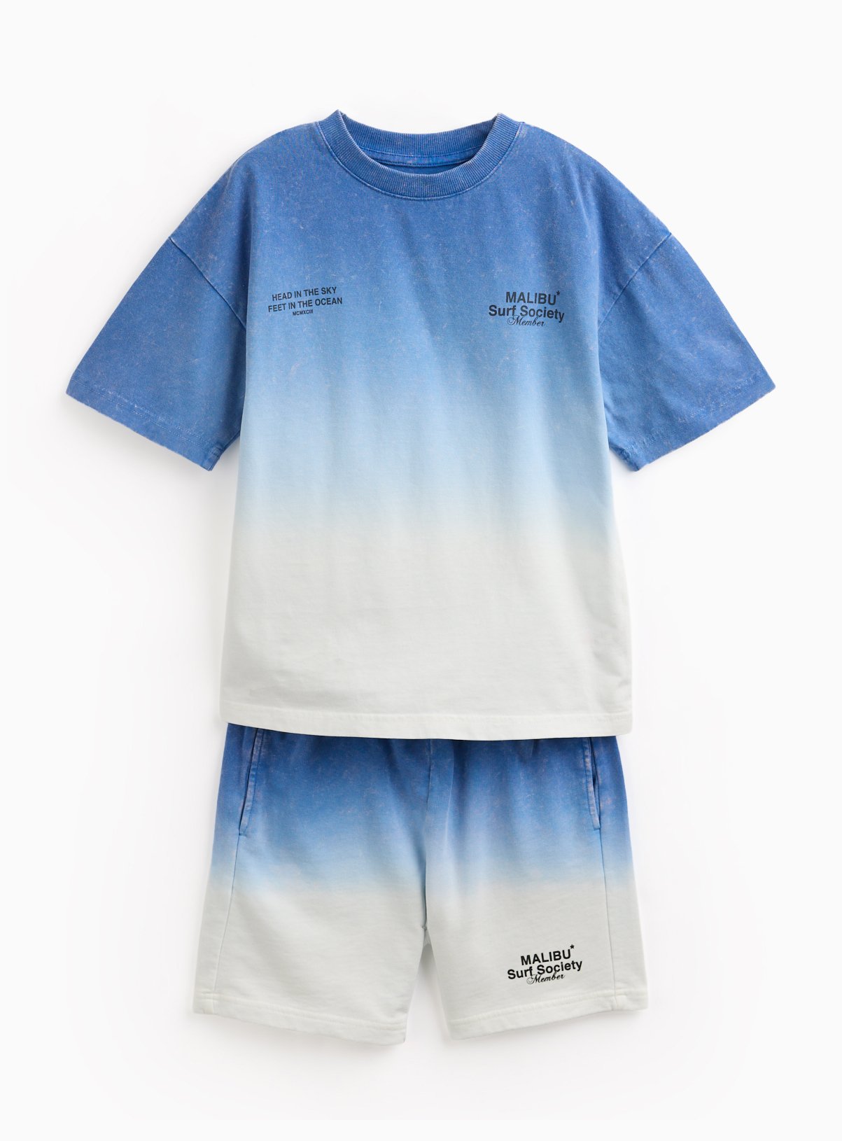 Blue Ombre Sun Bleached T-Shirt & Shorts Set 