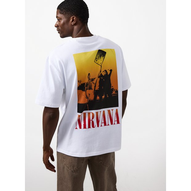 Buy White Nirvana Graphic Relaxed Fit T-Shirt L | Gifts for him