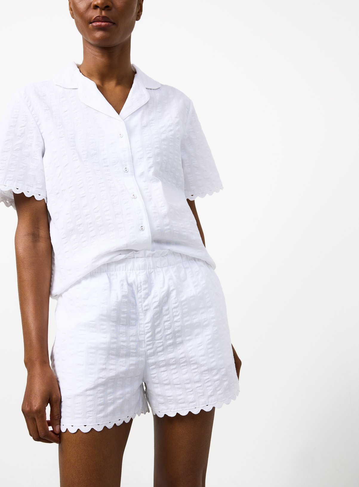 White Seersucker Co-ord Pyjama Shorts