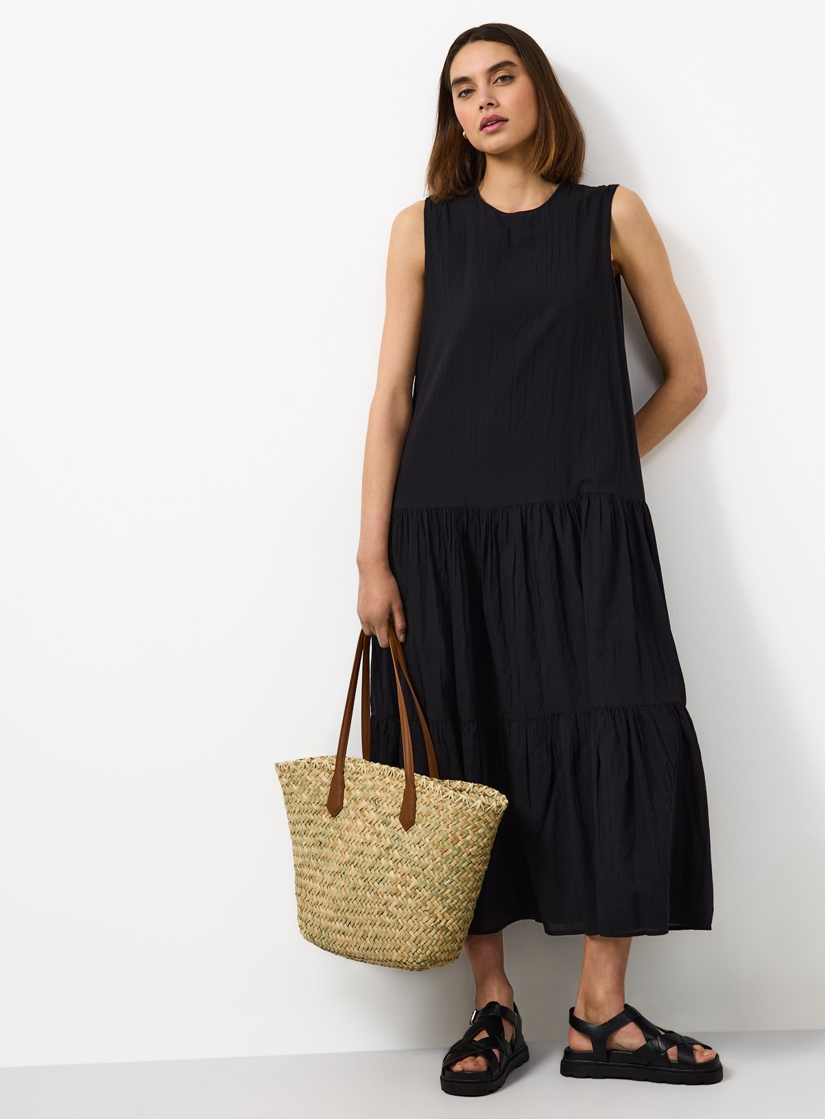 Drop Waist Sleeveless Tiered Dress 