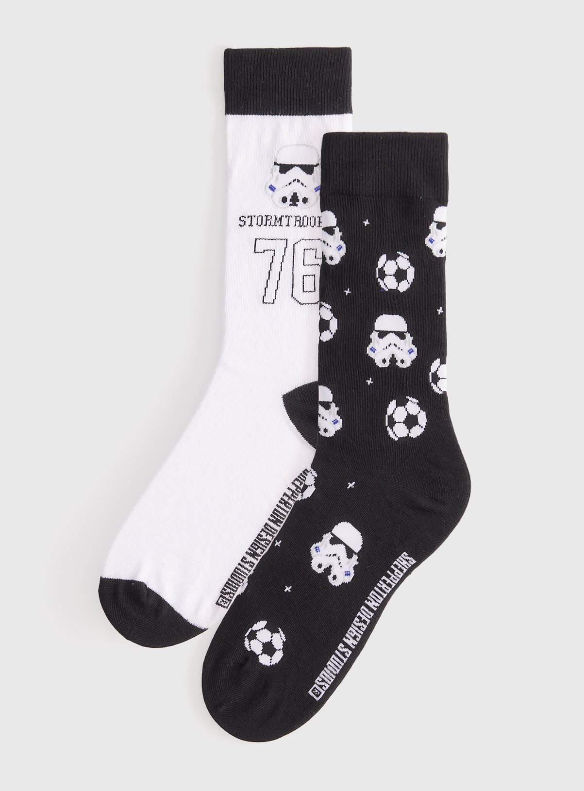 White Star Wars Stormtrooper Football Print Socks 2 Pack 