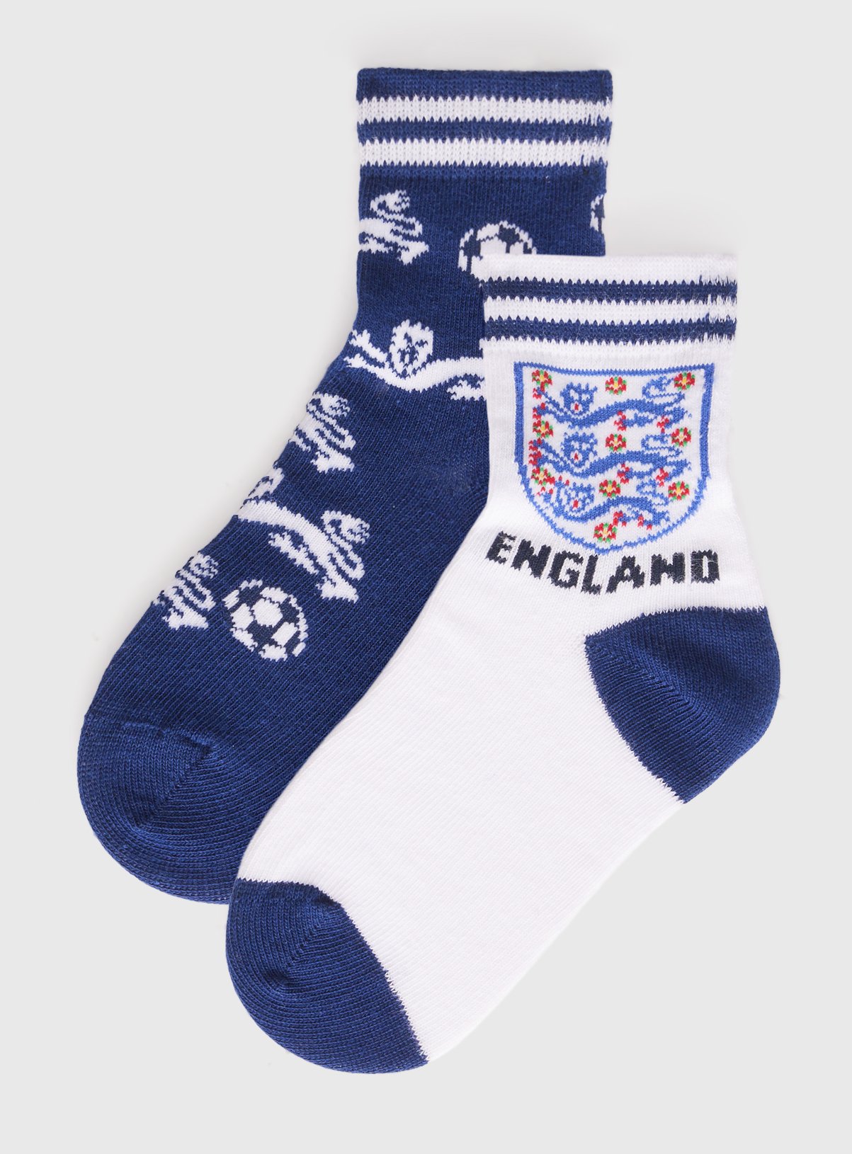 Navy & White England Football Print Socks 2 Pack 