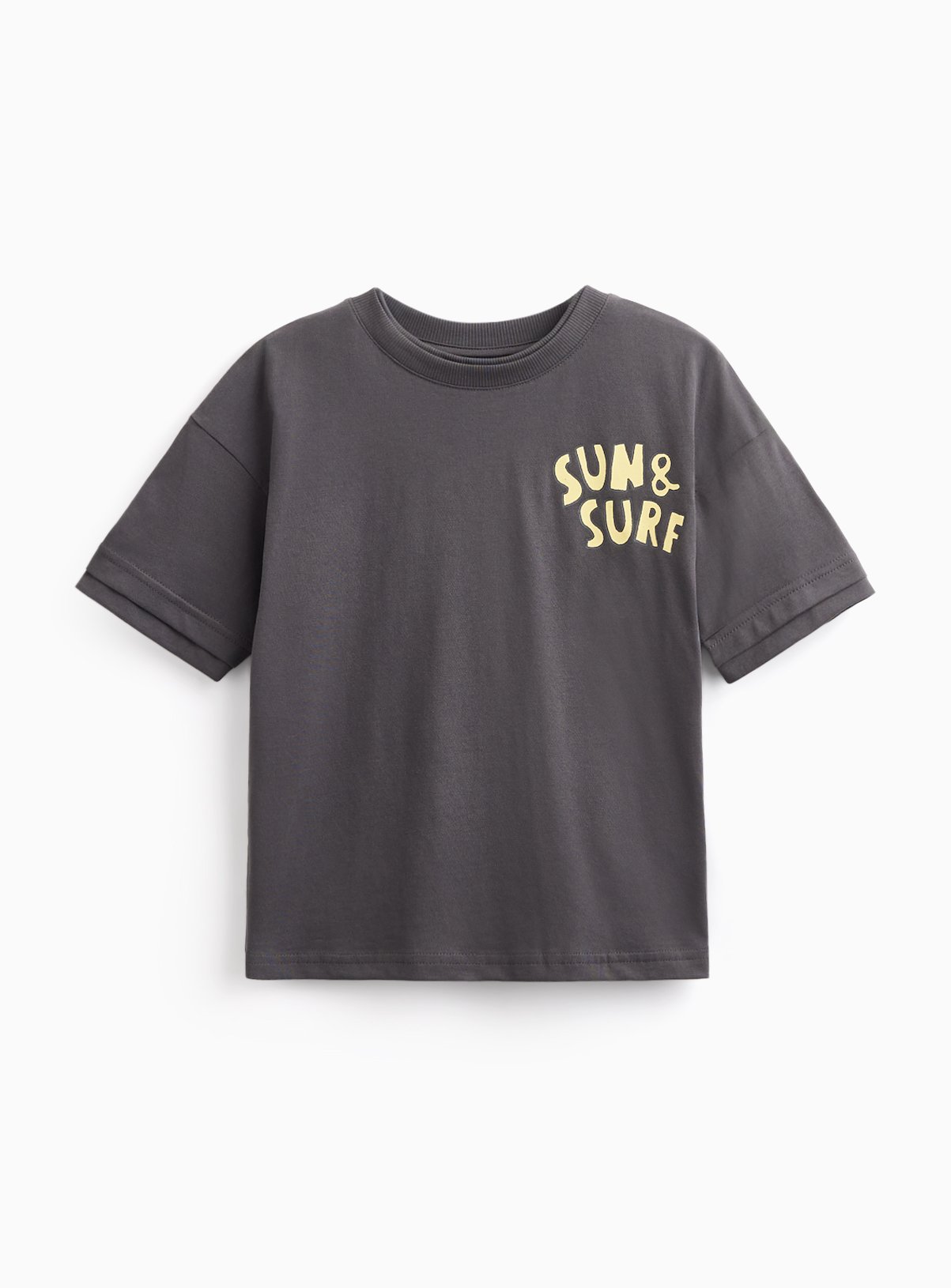 Charcoal Surf Graphic Mock Layer T-Shirt 