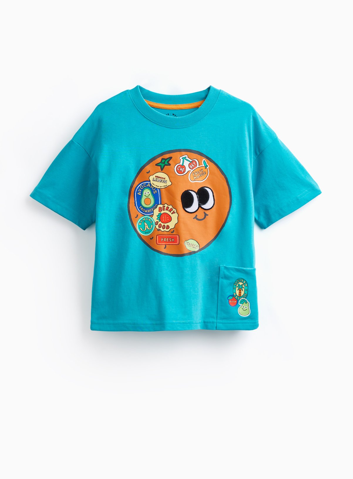 Teal Smiley Face Graphic T-Shirt 