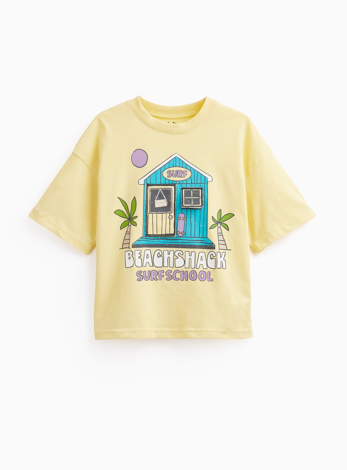 Yellow Beach Shack Graphic Print T-Shirt