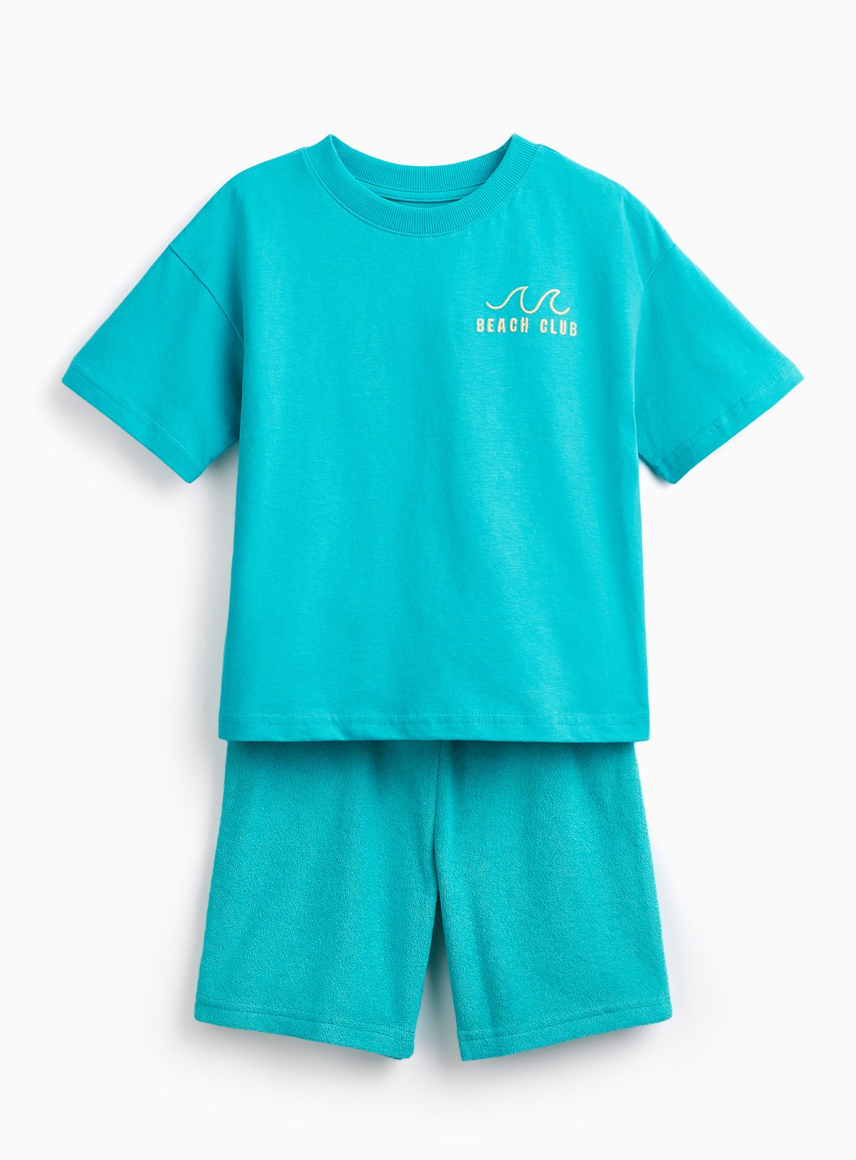 Graphic Print T-Shirt & Shorts Towelling Set 