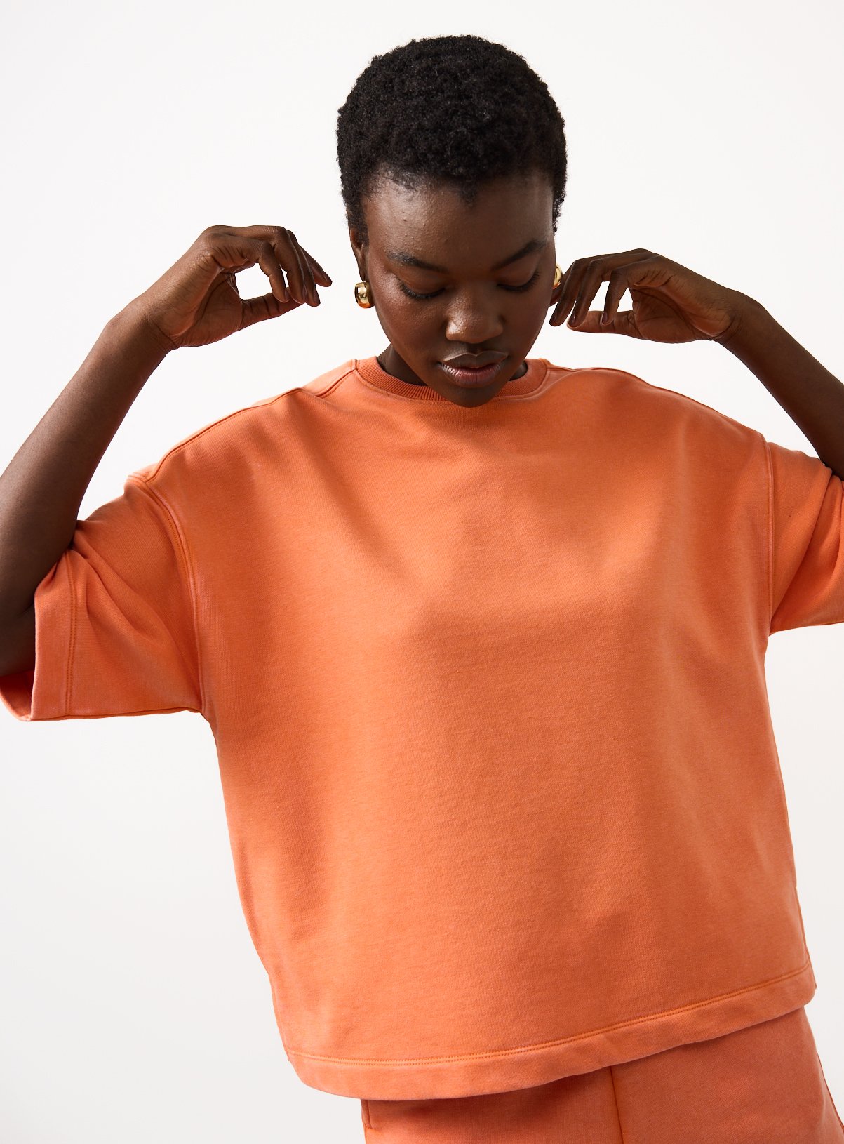 Orange Washed Sweat Top S