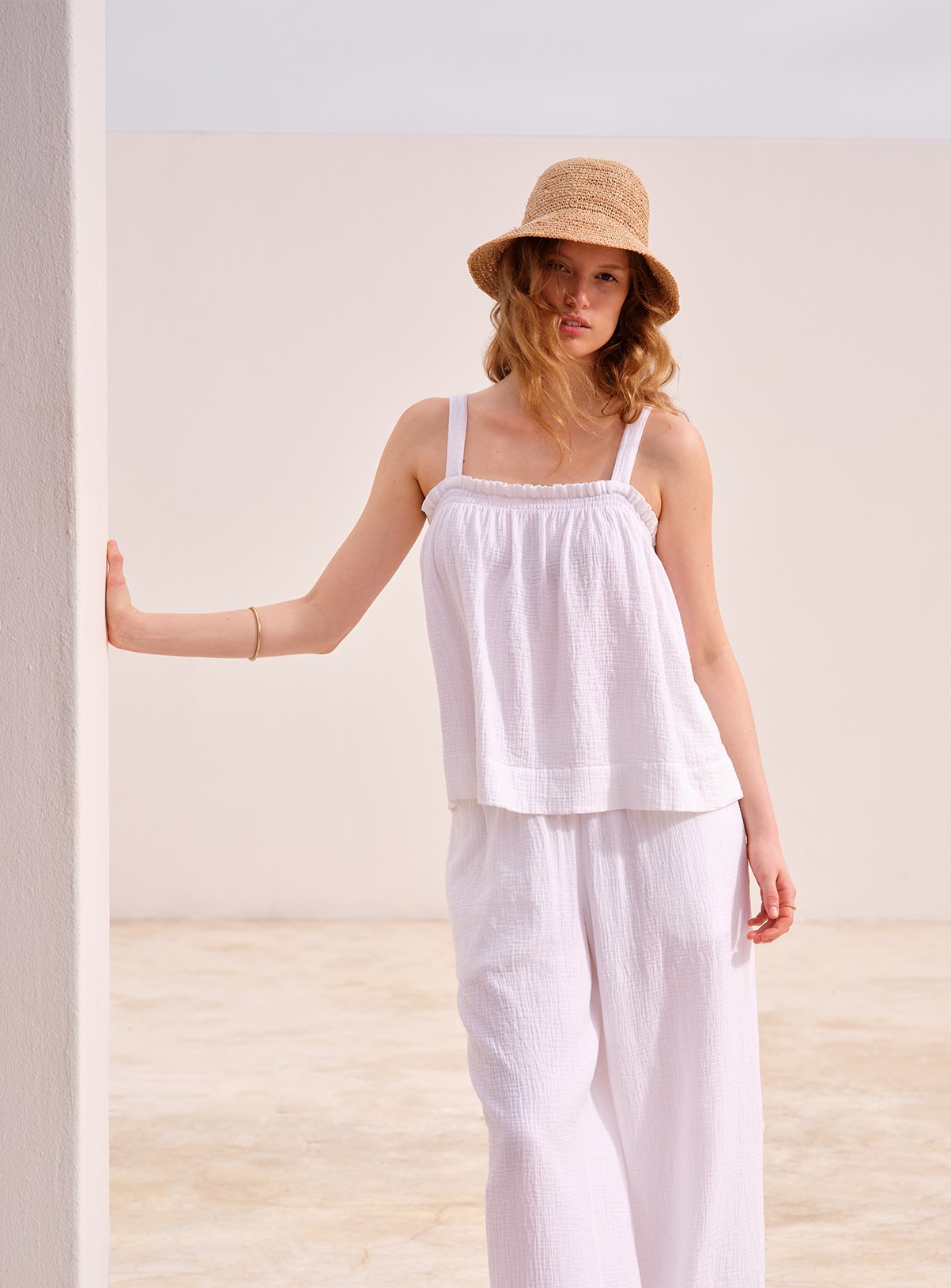 White Double Cloth Cami Co-ord Top 8