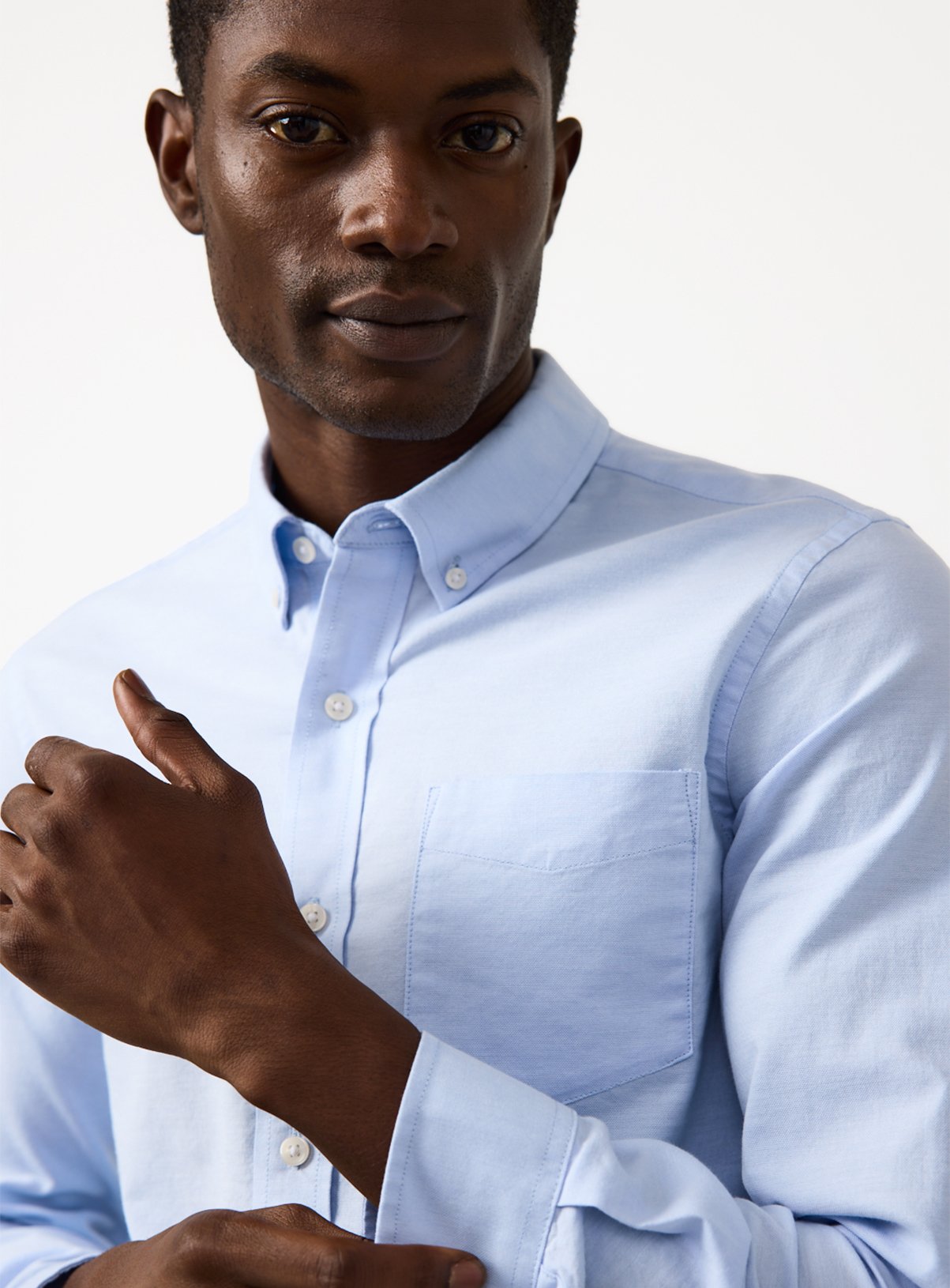 Blue Slim Fit Long Sleeve Oxford Shirt L