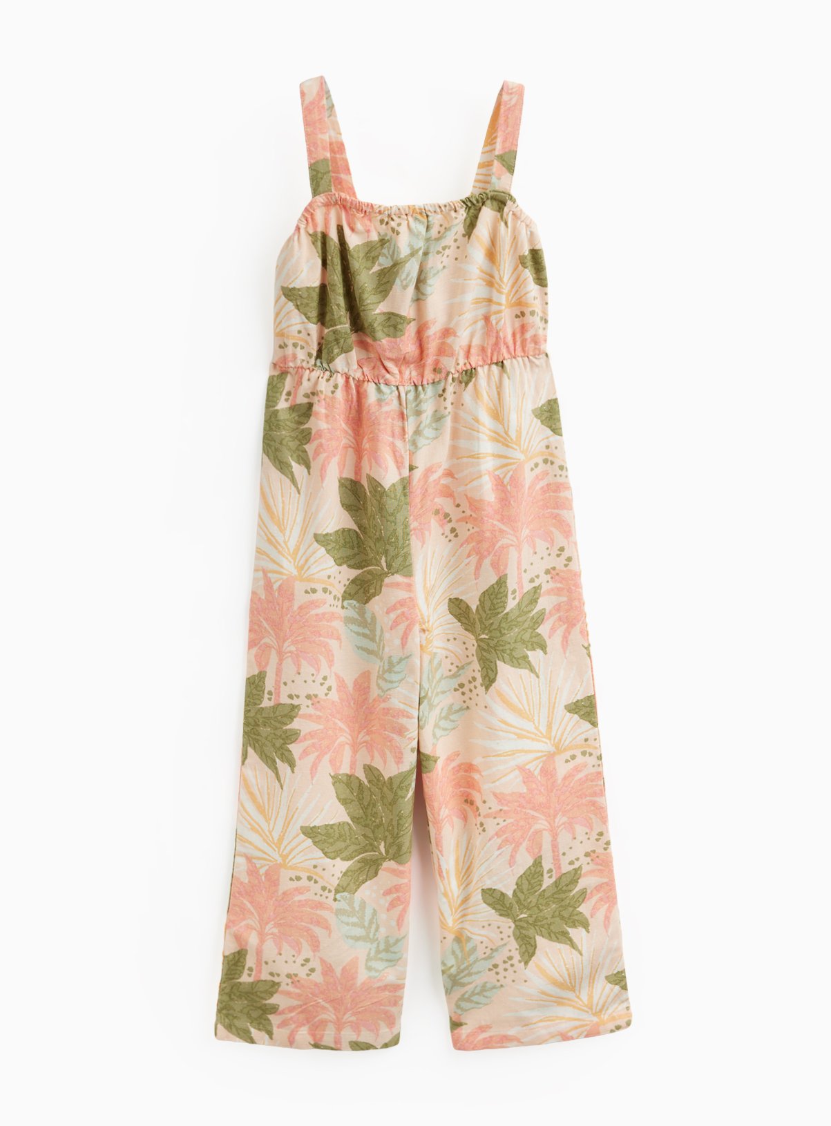 Pink Floral Prink Woven Sleeveless Jumpsuit 7 years