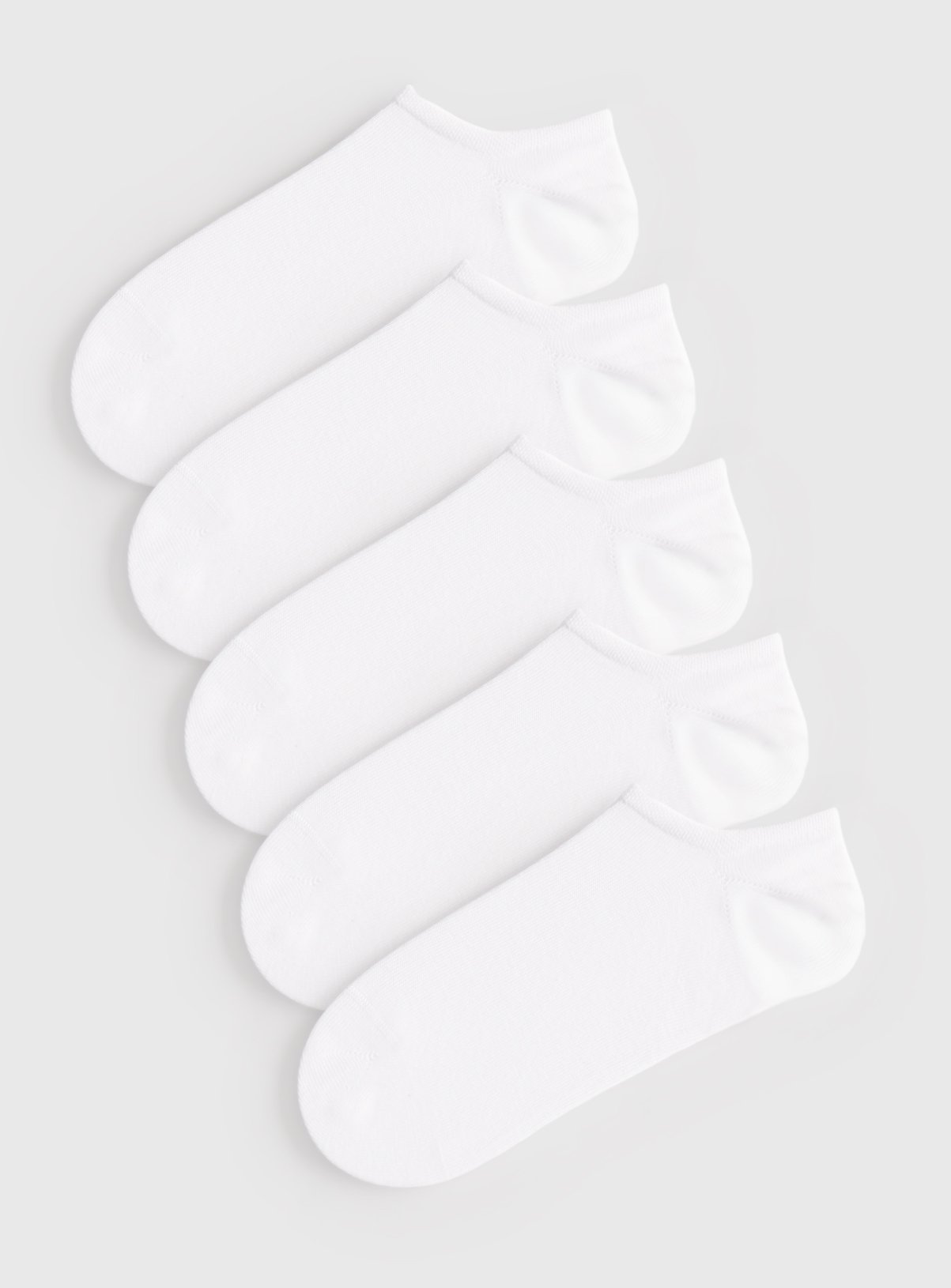 5 Pack White Low Rise Trainer Socks 6-8.5