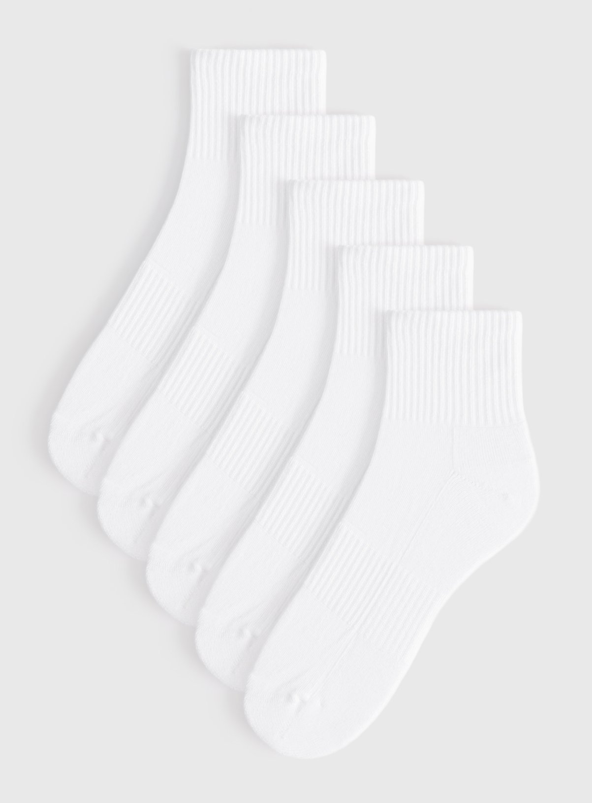 White Sporty Quarter Rib Ankle Socks 4 Pack