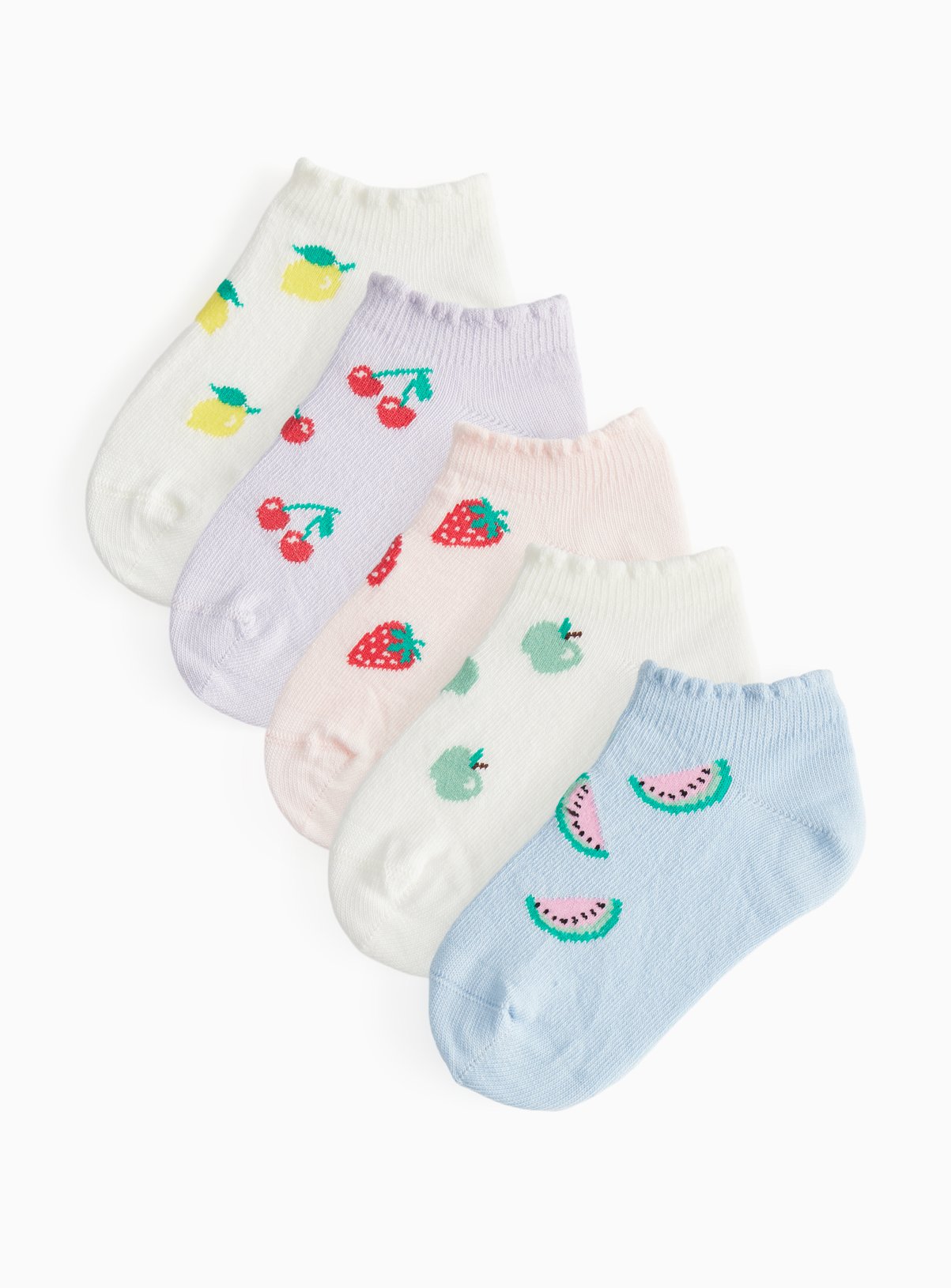 Fruit Print Trainer Socks 5 Pack 