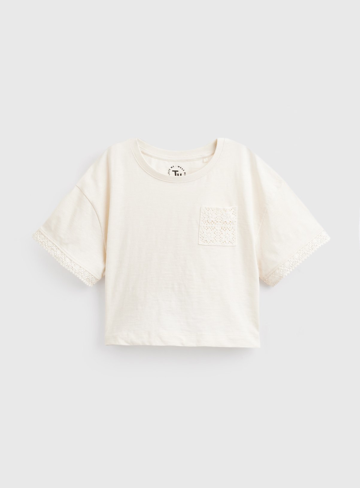 White Crochet Detail T-Shirt 6 years