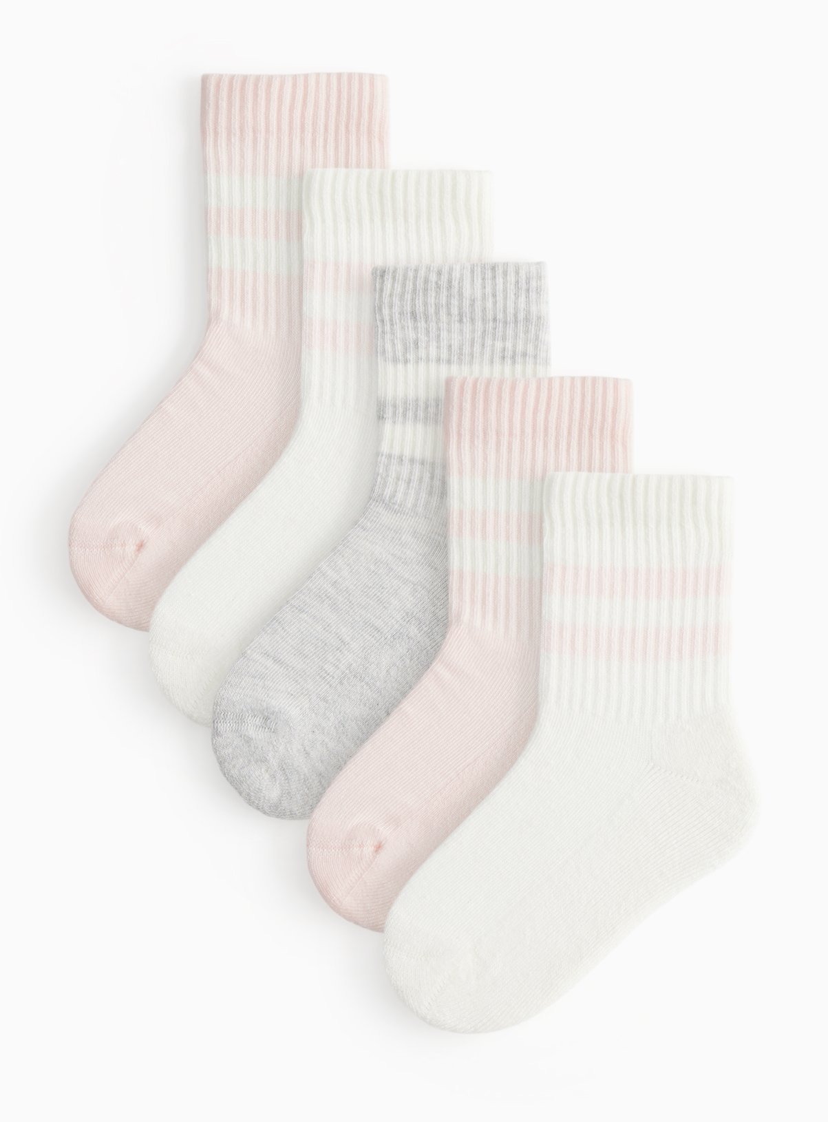 Pink & White Sports Stripe Ankle Socks 5 Pack