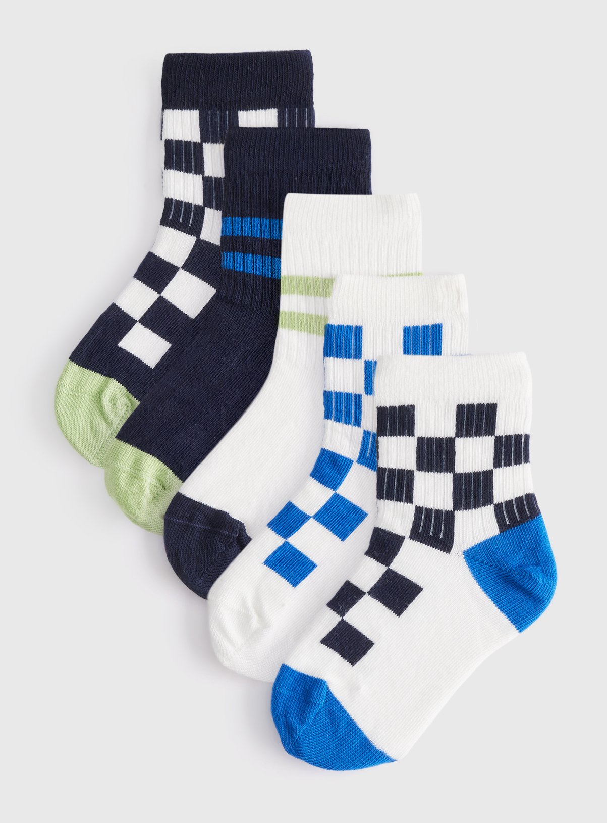 Ribbed Checkerboard Sports Socks 5 Pack 