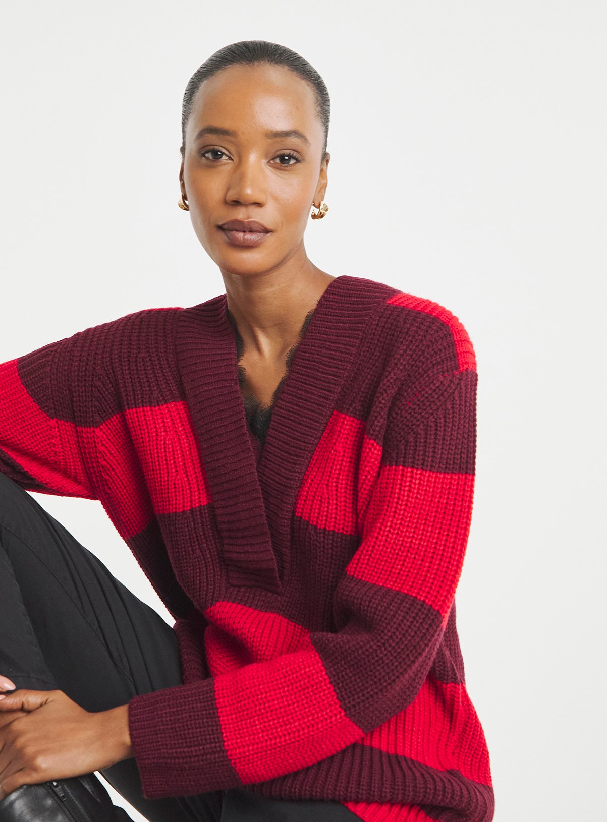 JD WILLIAMS Lace Trim V Neck Jumper 