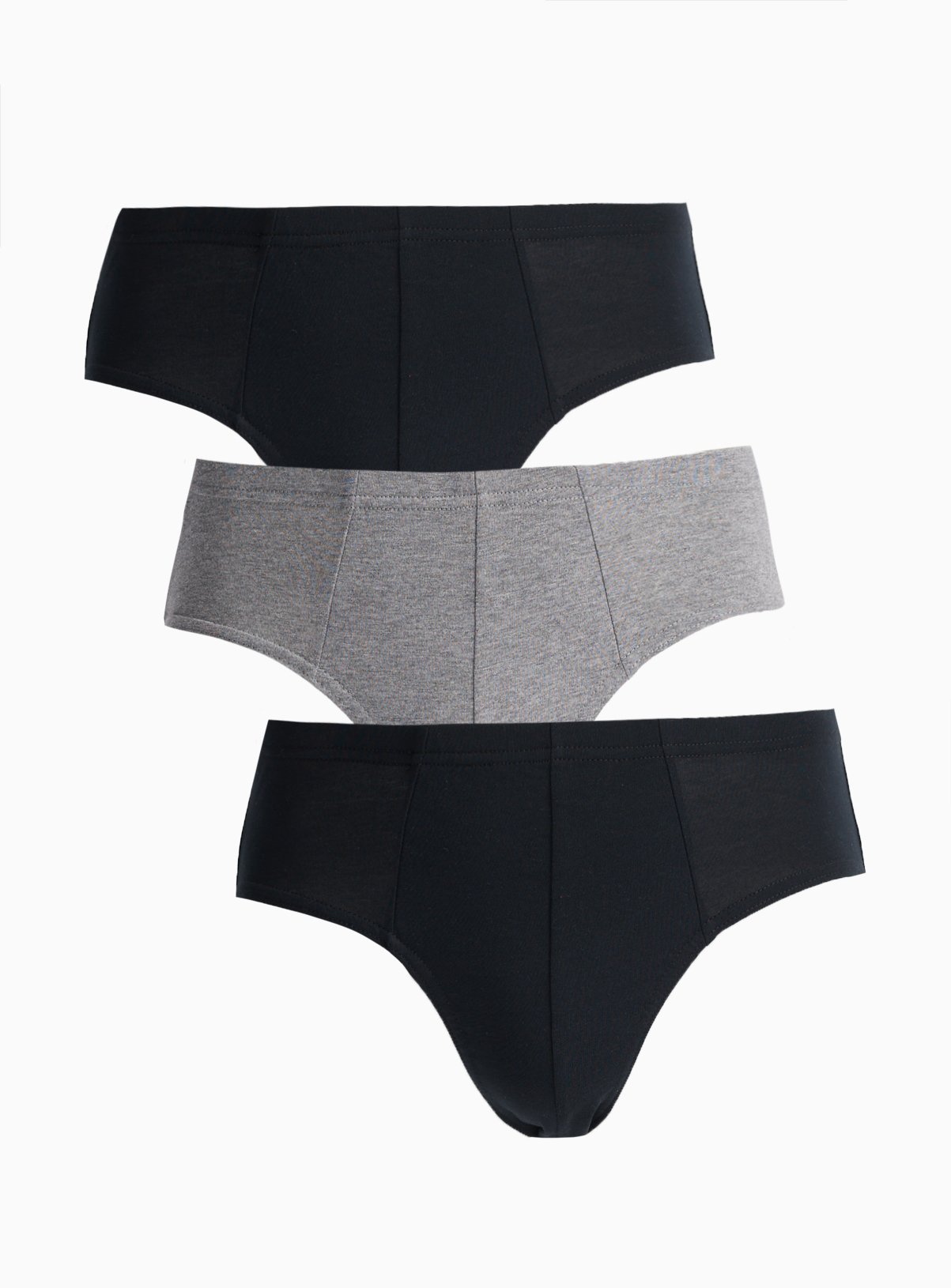 Grey & Black Slip Style Briefs 3 Pack 