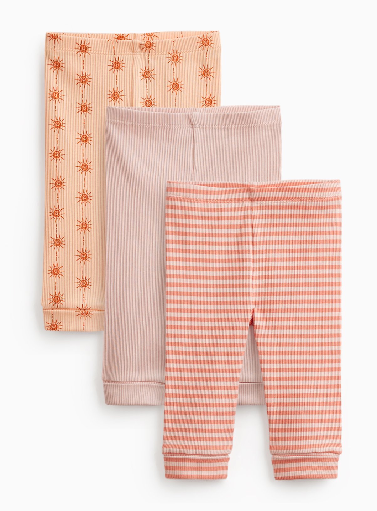 Sun & Stripe Print Ribbed Leggings 3 Pack 