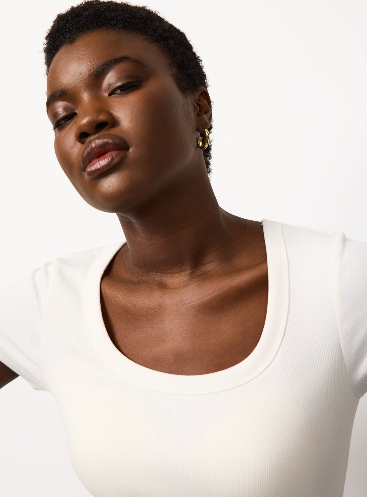 Cream Built In Bra Support T-Shirt 24