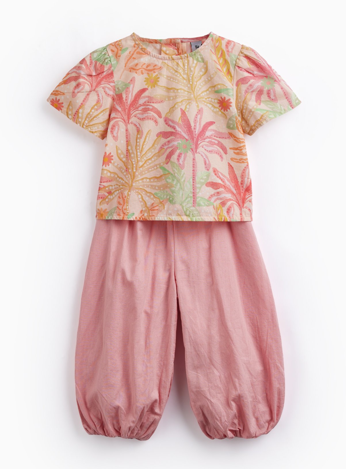 Bubble Hem Trousers & Poplin Blouse Set 