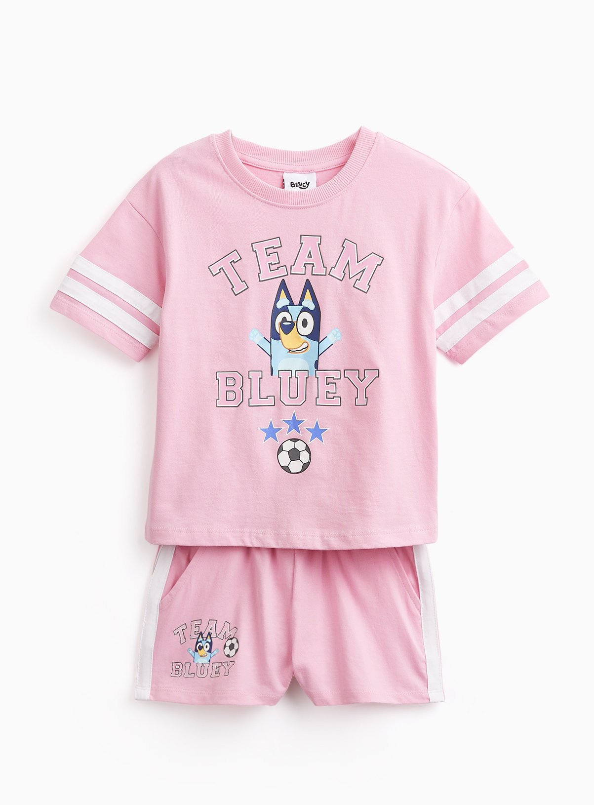 Pink Bluey Football Print T-Shirt & Shorts Set