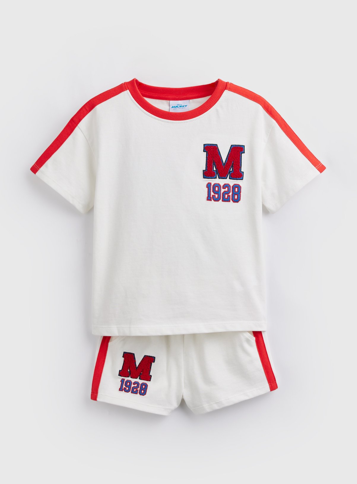 White Disney Minnie Mouse Football Print T-Shirt & Shorts Set 
