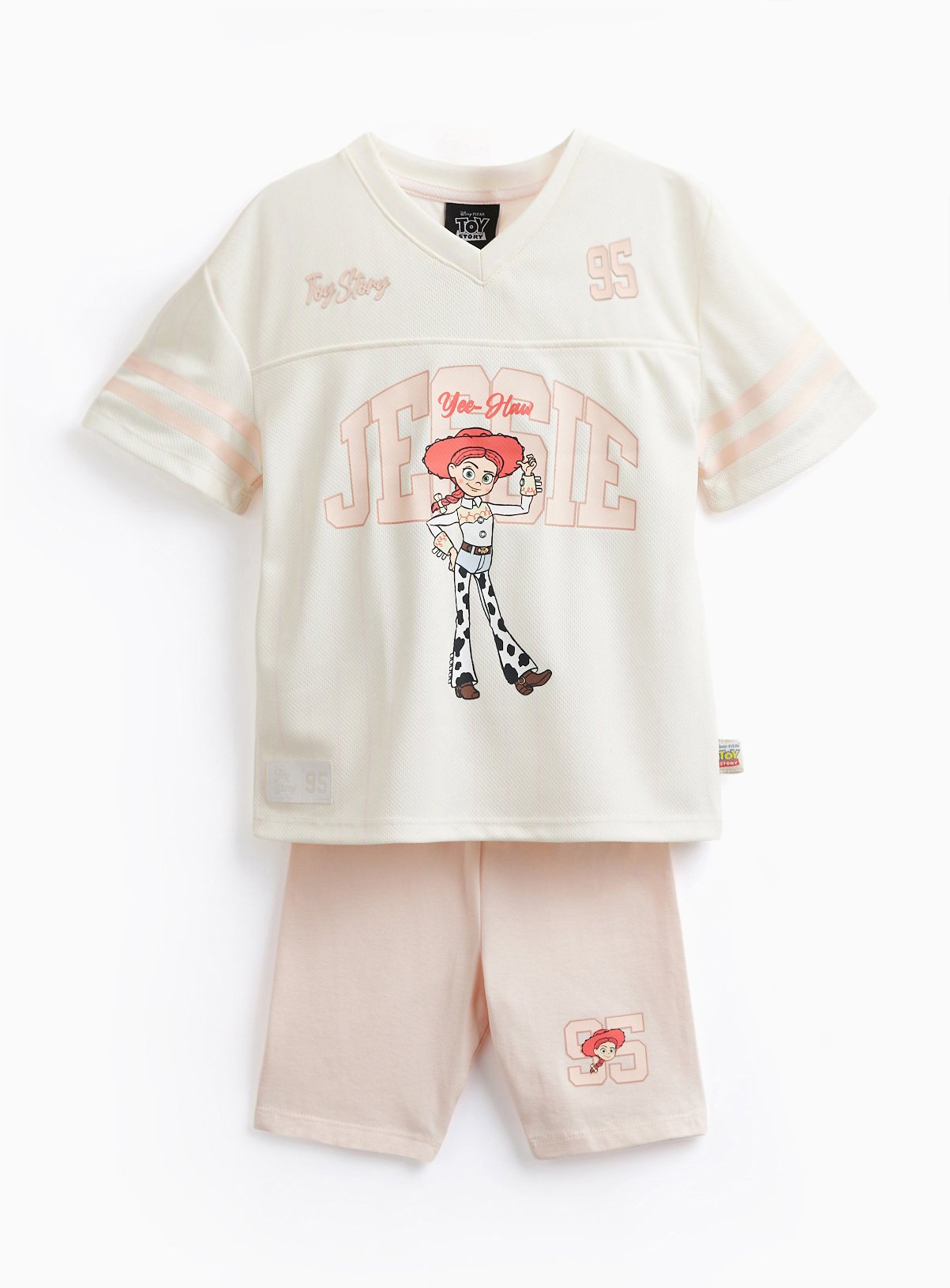 White Toy Story Print T-Shirt & Shorts Set 