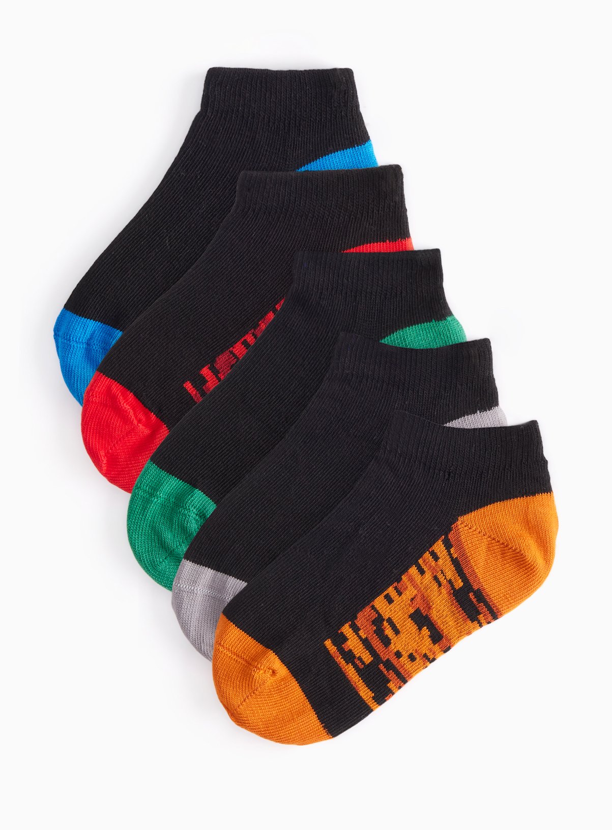 Black Camo Footbed Trainer Socks 5 Pack 