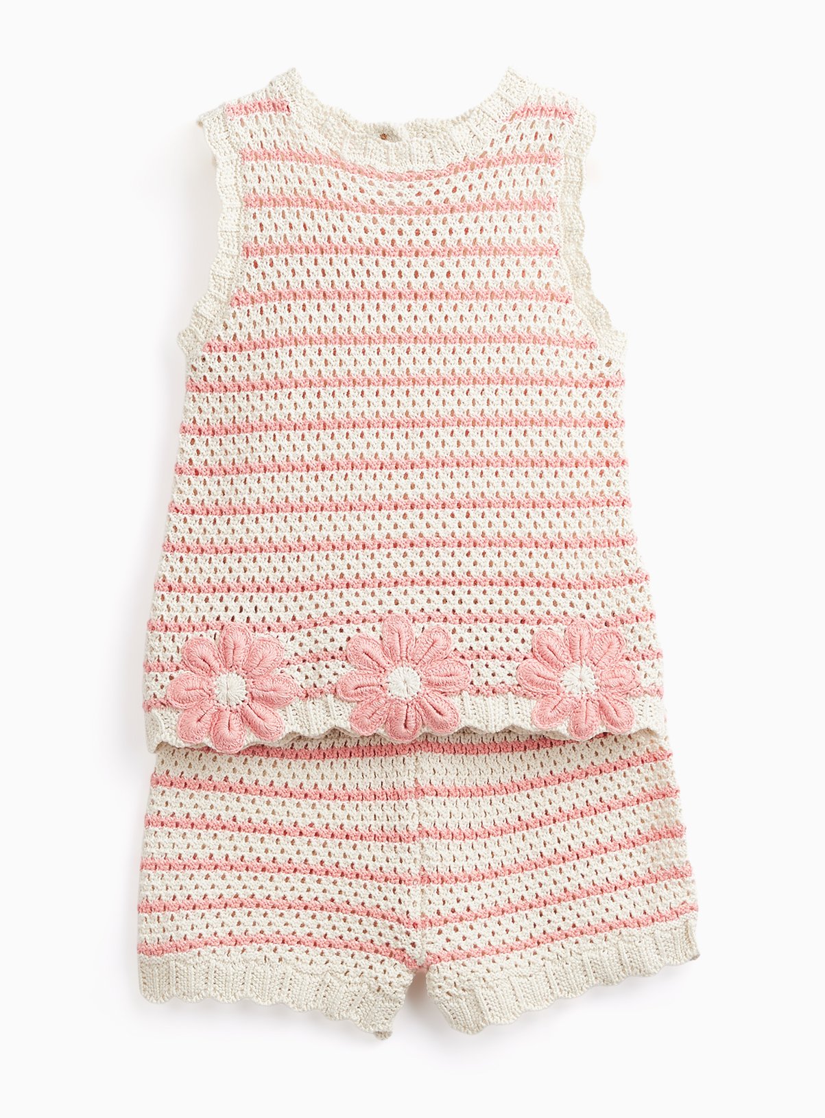 Pink Stripe Floral Print Top & Shorts Set 2-3 years