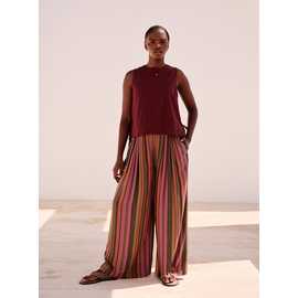 Orange & Green Stripe Wide Leg Trousers