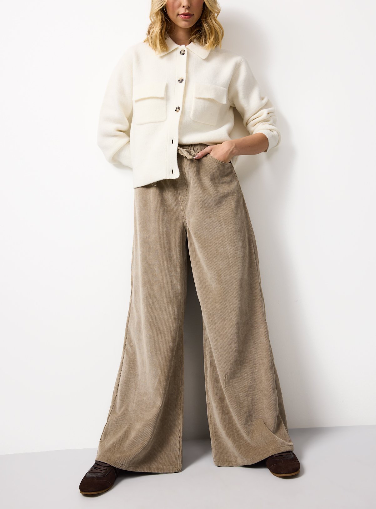 Stone Cord Ultra Wide Pull On Trousers