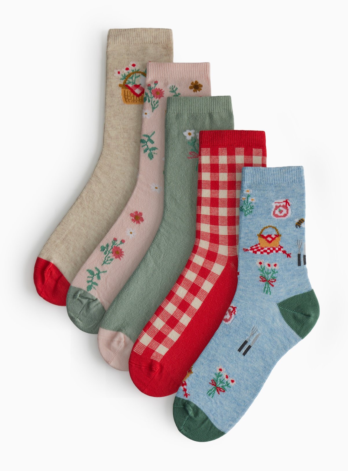 Picnic Print Ankle Socks 5 Pack 4-8