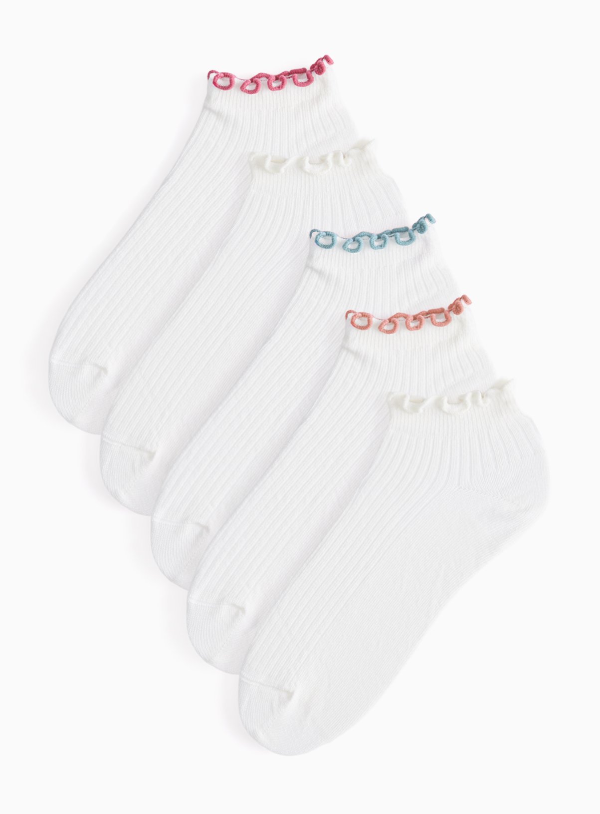 White Lettuce Trim Trainer Socks 5 Pack 4-8