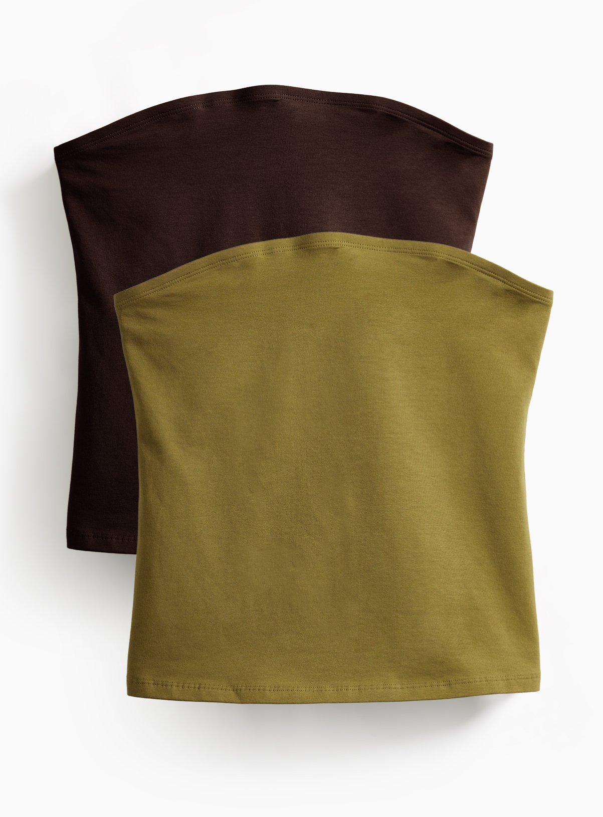 Khaki & Brown Bandeau Style Vest Tops 2 Pack 12