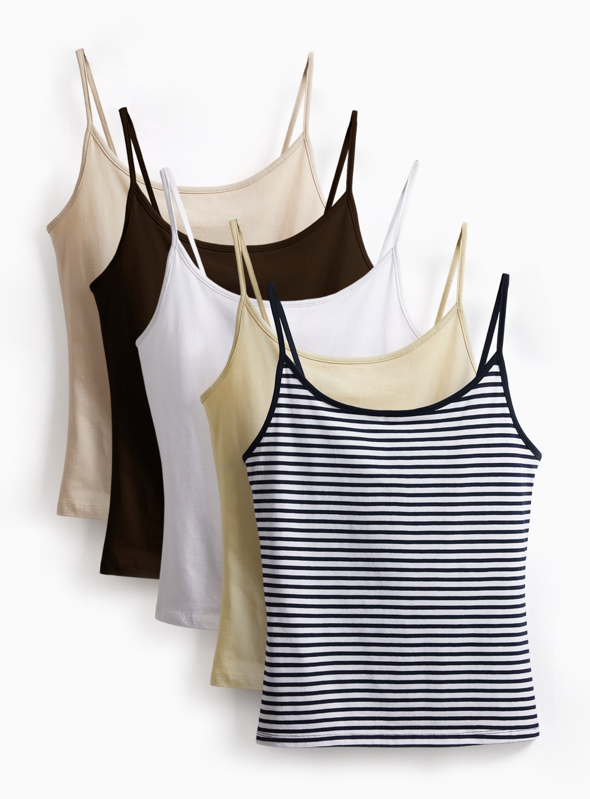 Mono Stripe & Plain Cami Vests 5 Pack 24