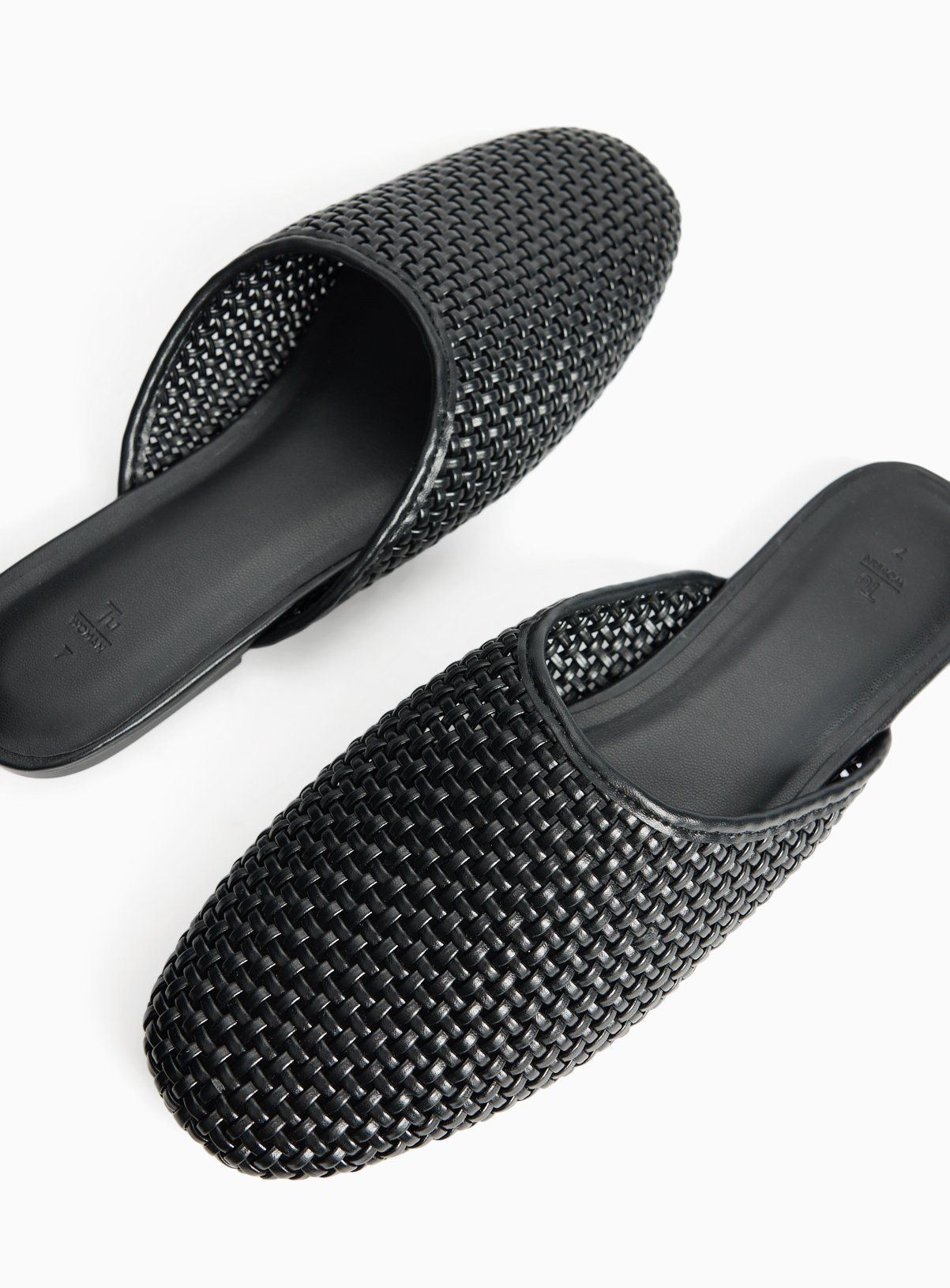 Black Woven Slip On Mule Sandals 5