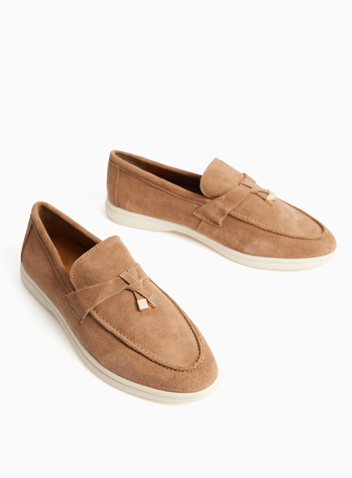 Tan Suede Tassel Detail Loafers