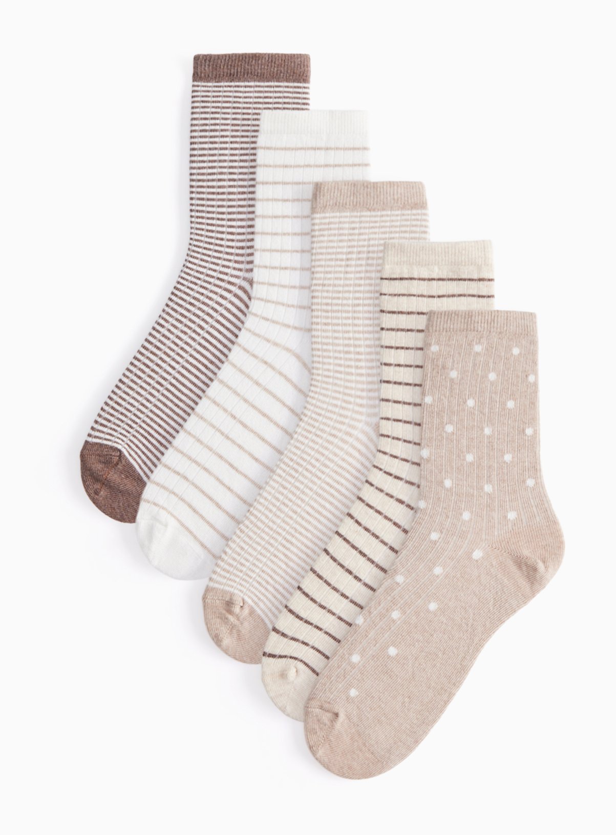 Neutral Ribbed Ankle Socks 5 Pack 4-8