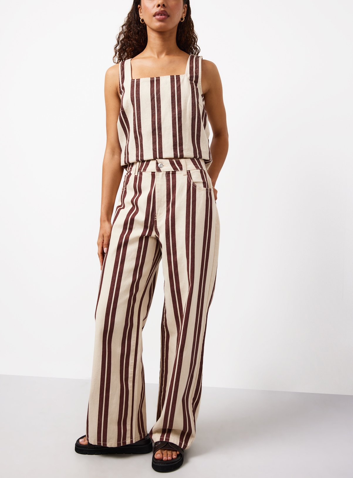Rust Stripe Wide Leg Co-ord Jeans 