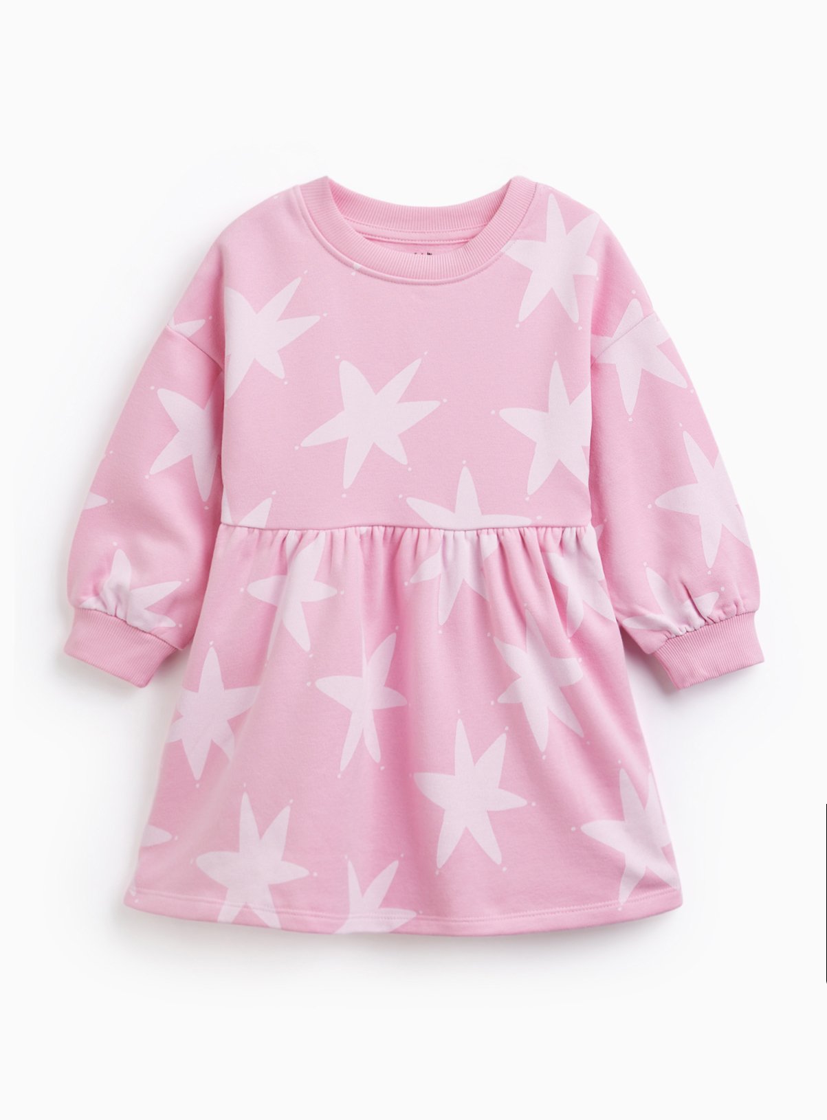 Pink Star Print Sweatshirt Dress 
