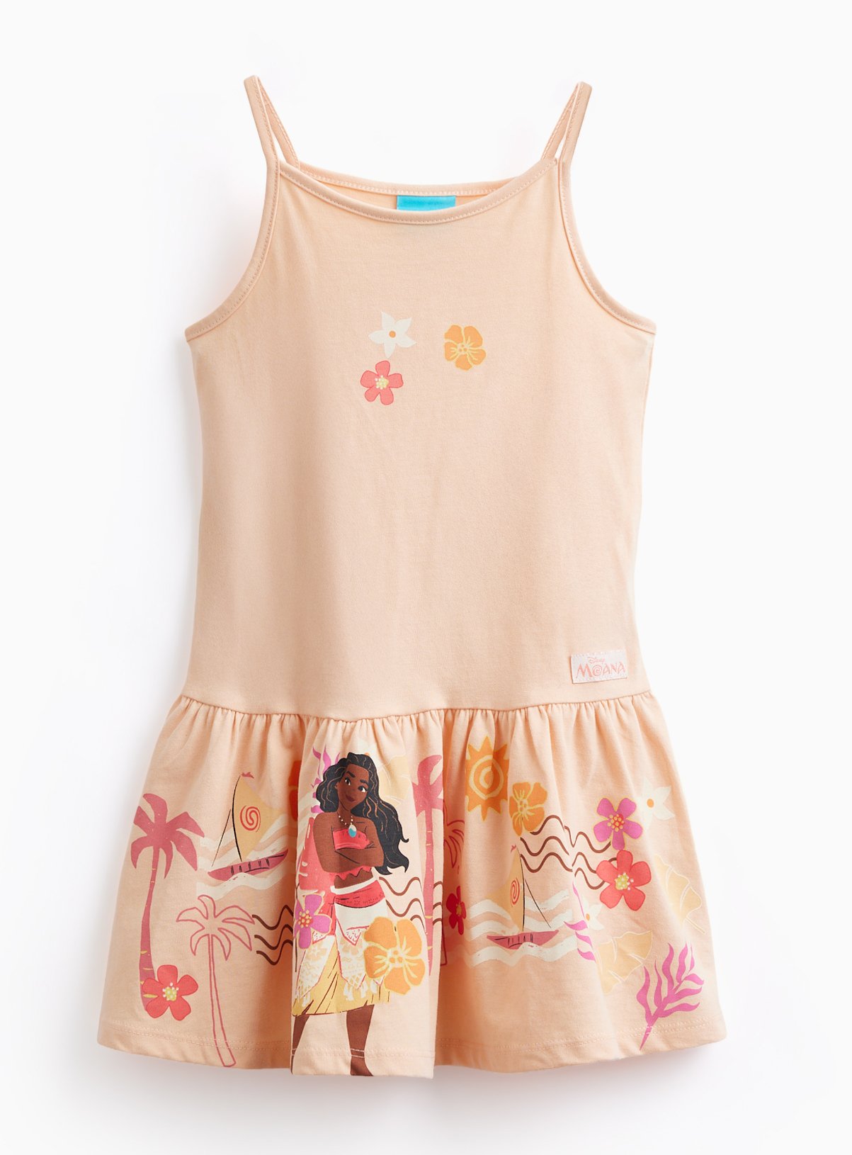 Peach Disney Moana Print Sleeveless Jersey Dress 