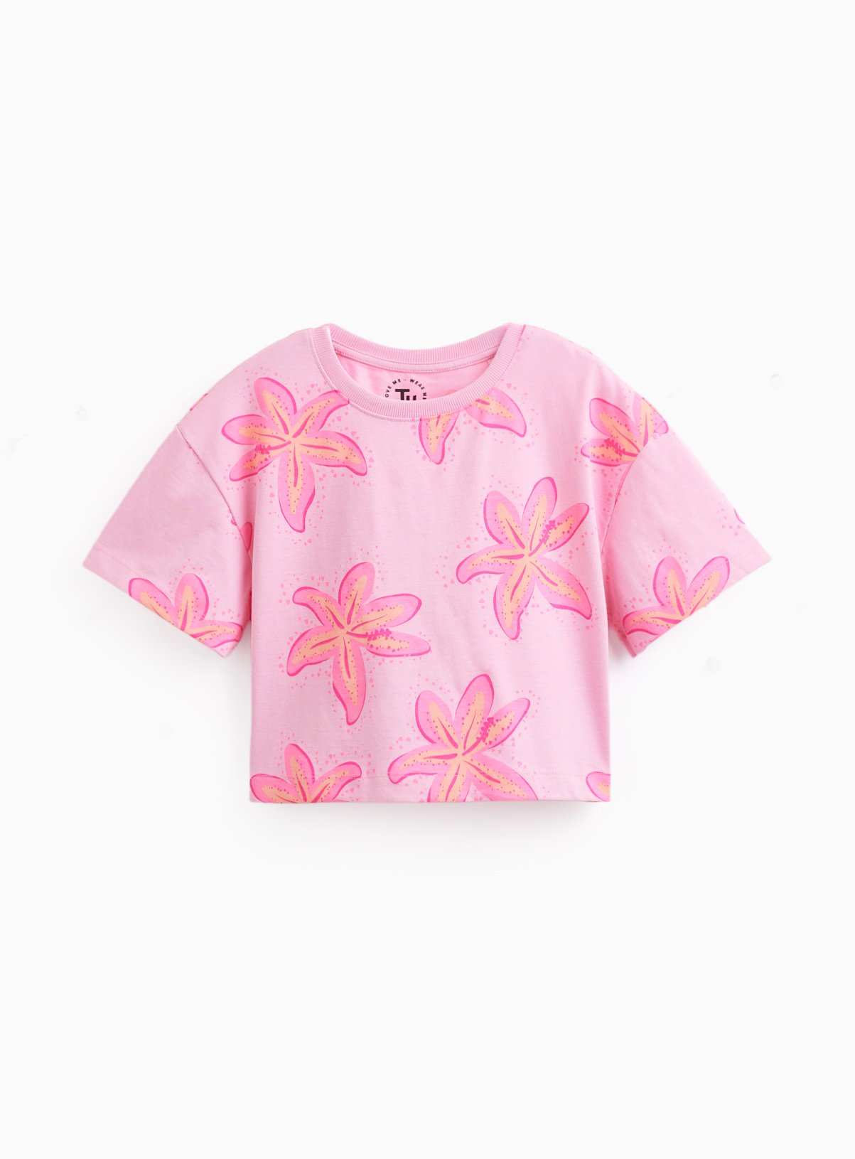 Pink Floral Graphic Print Boxy Fit T-Shirt 12 years
