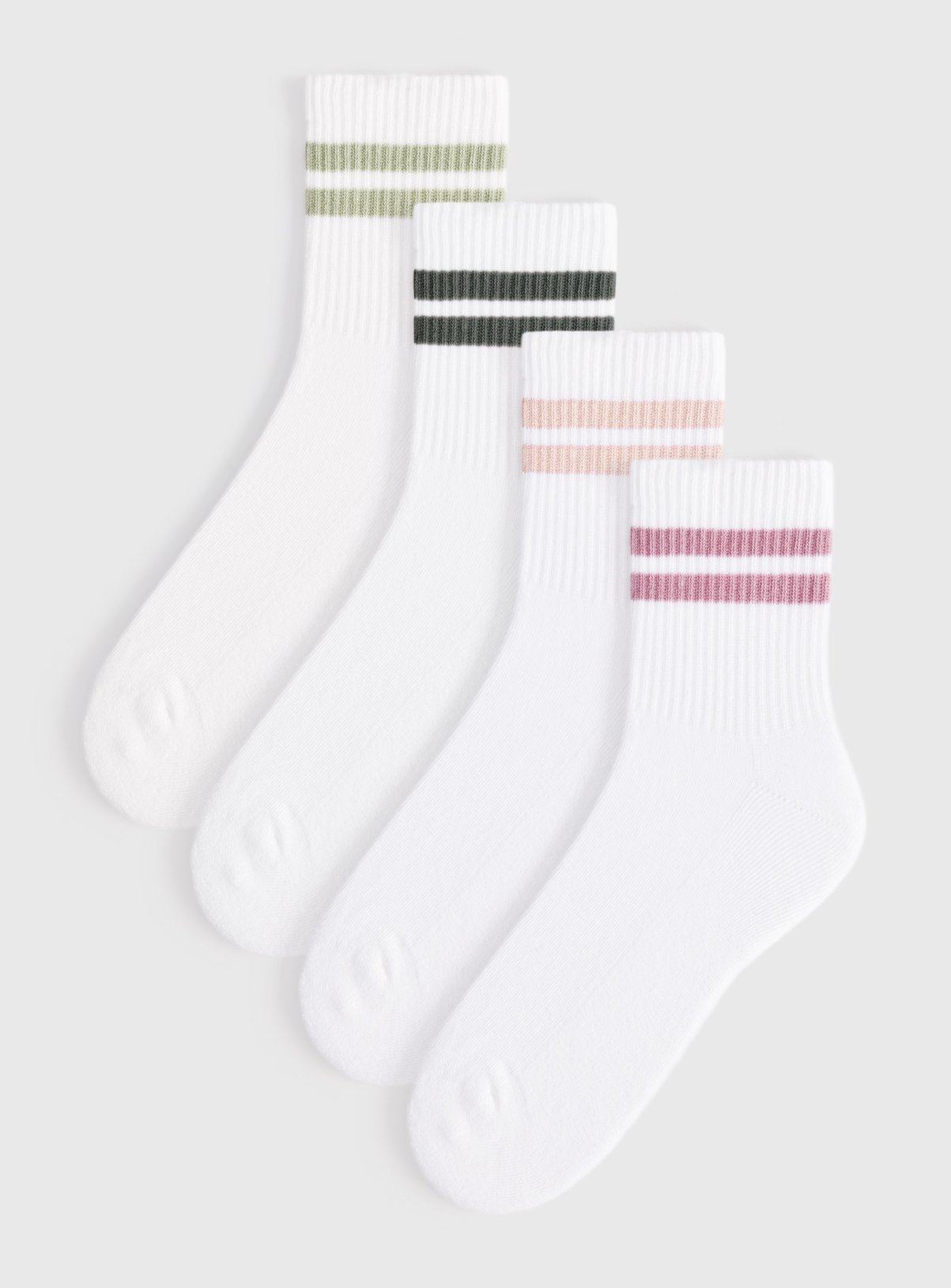 White Quarter Rib Ankle Socks 4 Pack 4-8