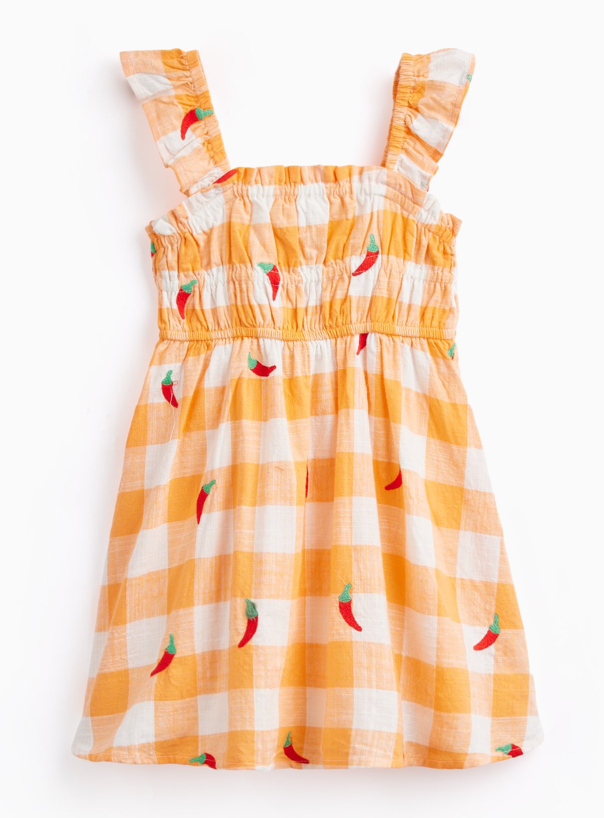 Orange Gingham Chilli Print Sleeveless Dress 2-3 years